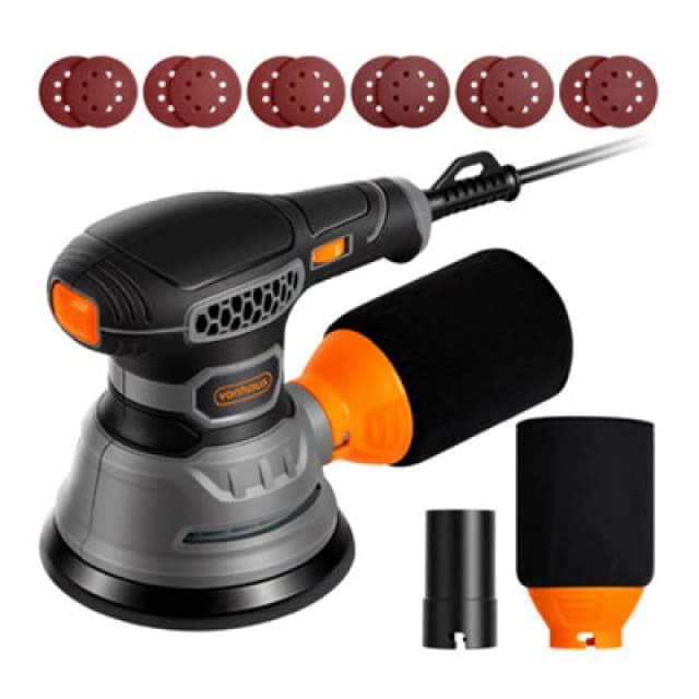 Vonhaus Random Orbit Sander - Variable Speed Up To 14000Rpm With 12 Sanding Pads Included