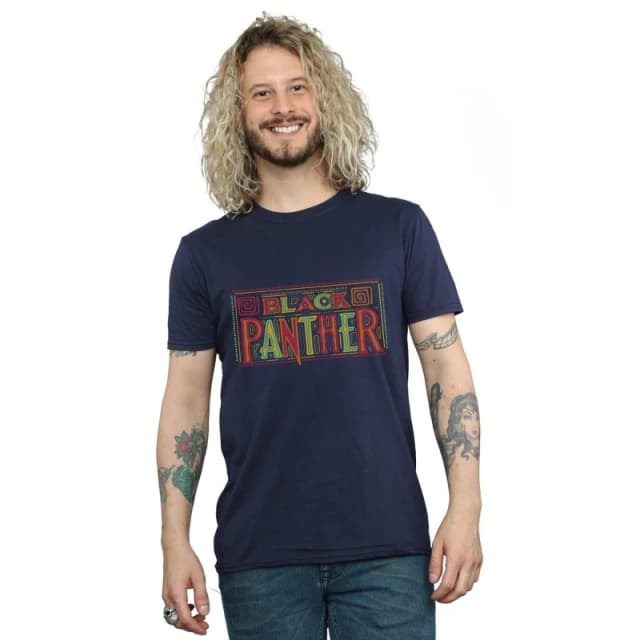 Marvel Marvel Men Black Panther Tribal Logo T-Shirt in Navy Size: Small Navy S Male 5057736553015