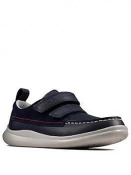 Clarks Crest Art Boys Strap Shoes - Navy