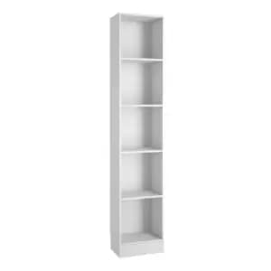 Basic Tall Narrow Bookcase (4 Shelves) In White