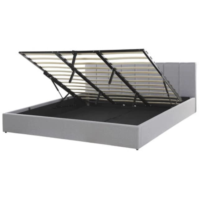 Beliani Ottoman Bed Fabric Dreux 180 X 200 Cm (Eu Super King) Light Grey