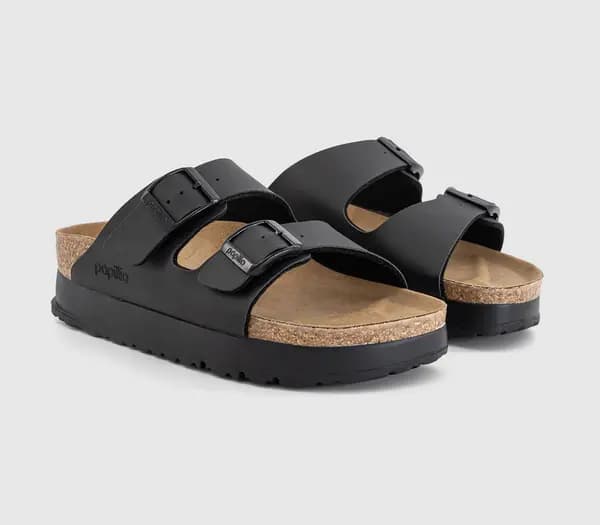 Birkenstock Womens Arizona Platform Flex Sandals Black, 3