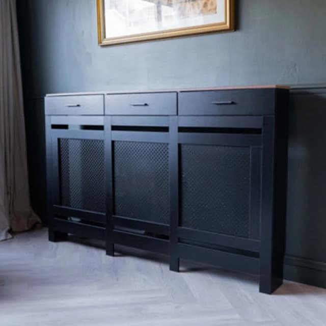 Jack Stonehouse Black Diamond Mdf Radiator Cover With Drawers - Large - 152Cm (W) X 81.5Cm (H) X 19Cm (D)