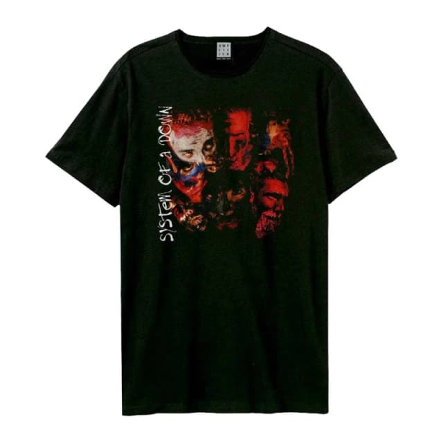 Amplified Mens Painted Faces Systems Of A Down T-Shirt in Black Size: XS Black Male XS