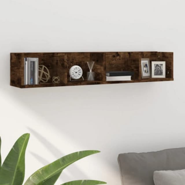 vidaXL Cd Wall Shelf Smoked Oak 100x18x18cm Engineered Wood, Brown 826617