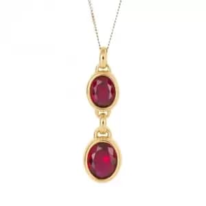 Fuchsia Nano Crystal Double t Yellow Gold Drop Pendant P5200P