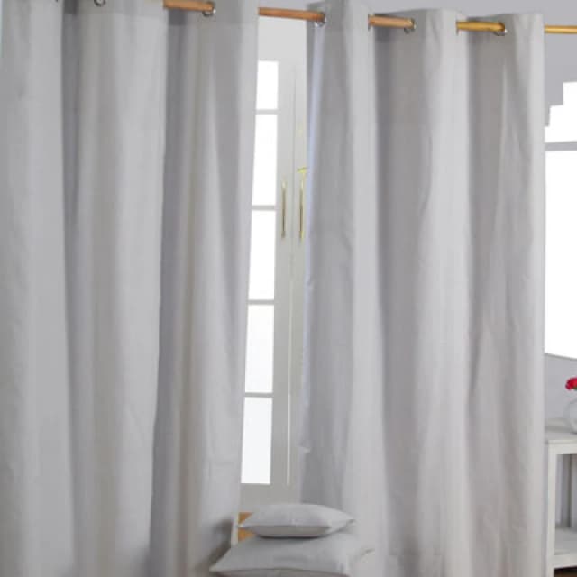 Homescapes Plain Off Grey Cotton Eyelet Curtains 117 X 137 Cm