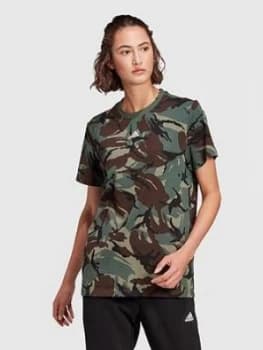 adidas Essentials Camo T-Shirt - Khaki Size M Women