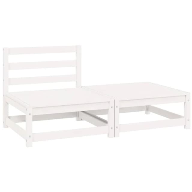 MINKUROW 2 Piece Garden Lounge Set White Solid Pinewood vidaXL YX805696