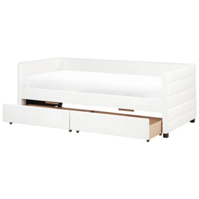 Beliani Daybed With Storage Velvet Marray 90 X 200 Cm (Eu Single) Off-White
