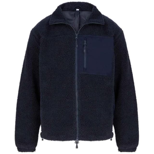 Front Row Mens Sherpa Fleece Jacket in Navy Size: XS Navy Male XS