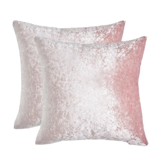 OHS OHS Luxury Crushed Velvet Set of 2 Cushion Covers Plain in Baby Pink Baby Pink One Size Unisex 5027434150175