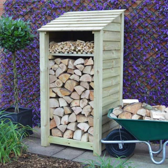 Rutland County Garden Furniture Ltd Burley 6ft Log Store & Kindling Shelf, L80 x W89.5 x H181 cm, Green Green Unisex