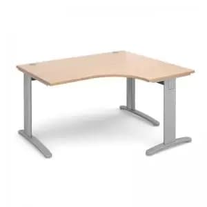 TR10 deluxe right hand ergonomic desk 1400mm - silver frame and beech
