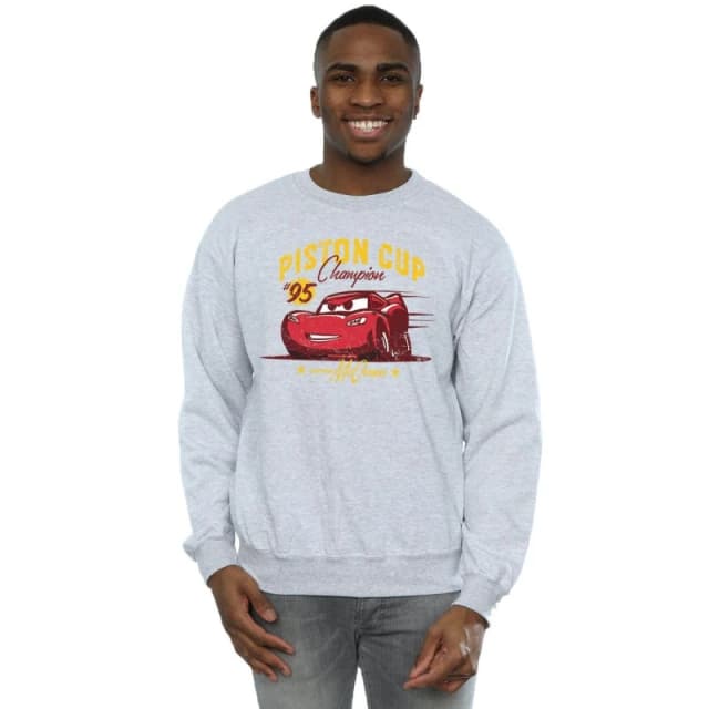 Disney Men Cars Piston Cup Champion Sweatshirt in Grey Size: Small Grey S Male 5057245929622