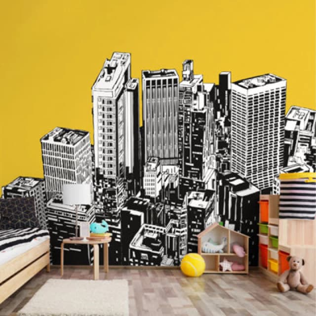 Origin Murals Urban City Skyscrapers Yellow Gold Matt Smooth Paste The Wall Mural 300Cm Wide X 240Cm High