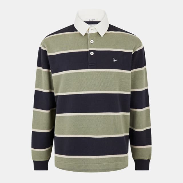 Jack Wills Mens Stripe Crew Sweatshirt Smokey Olive male L
