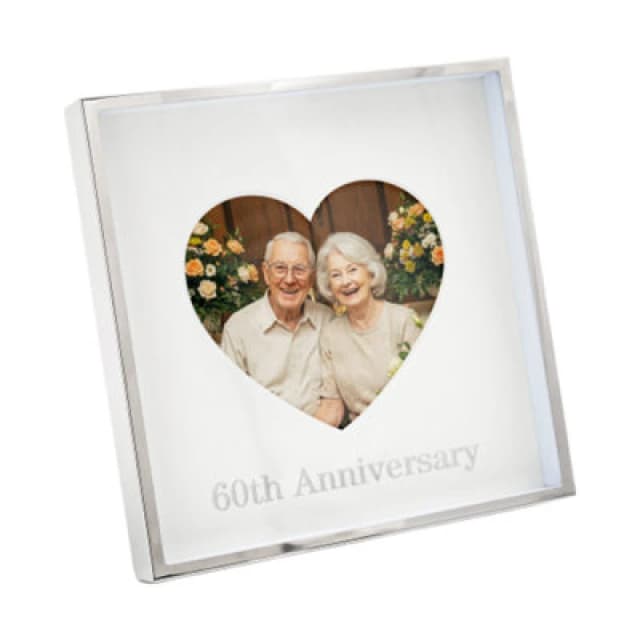 Happy Homewares 60Th Anniversary 4X4 Nickel Heart Frame With Silver Foil