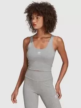 adidas Originals Ribbed Tank Top - Medium Grey Heather, Size 10, Women