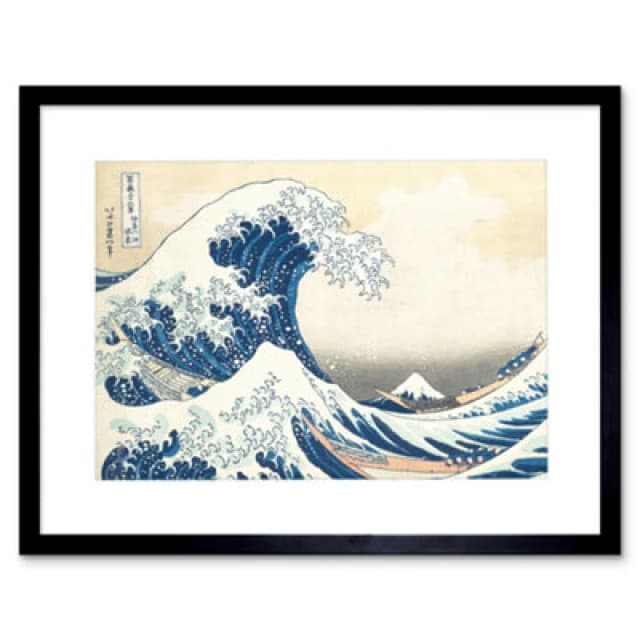 Wee Blue Coo Hokusai Great Wave Off Kanagawa Japan Living Room 12X16" Framed Wall Art Print