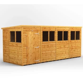16x6 Power Pent Garden Shed - Brown