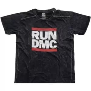Run DMC - Logo Unisex XX-Large Snow Wash T-Shirt - Black