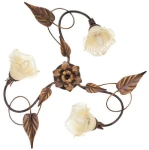 AUTUNNO 3 Light Multi Arm Semi Flush Ceiling light Brown 68x20cm
