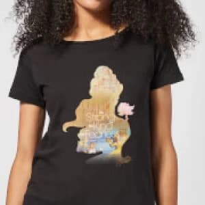 Disney Princess Filled Silhouette Belle Womens T-Shirt - Black - XXL