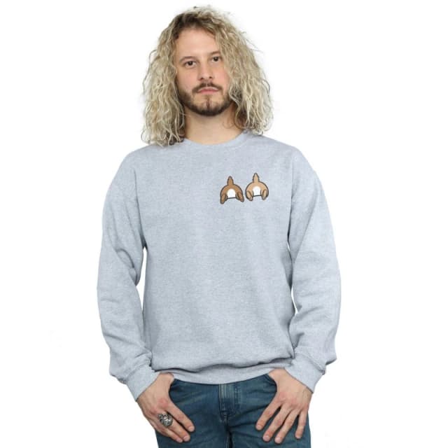 Disney Men Chip N Dale Backside Breast Print Sweatshirt in Grey Size: Small Grey S Male 5059114686131