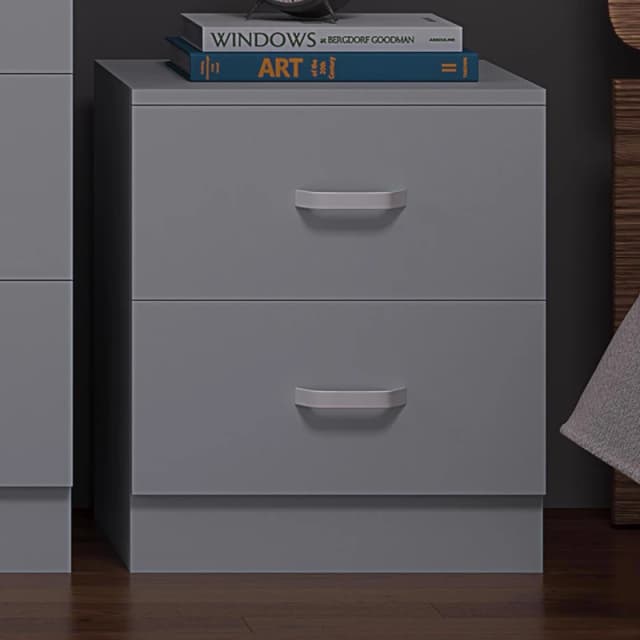 FWStyle FWStyle Grey 2 Drawer Bedside Table Chest Scratch Resistant Grey One Size Unisex 5056413127709