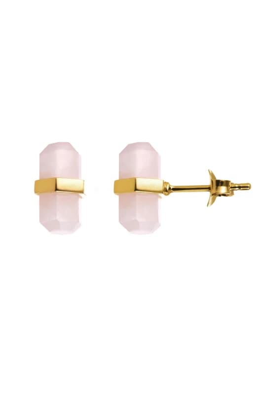 The Fine Collective Gold Plated Rose Quartz Stud Earrings Gold female
