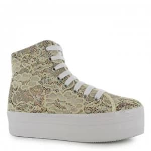 Jeffrey Campbell Play Homg Lace Platform Shoes - Cream Glitter