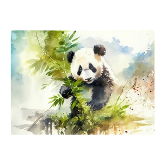 Warren Reed Designer Panda Eating Bamboo Watercolour Glass Chopping Board