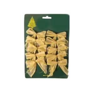 Scream Machine Bow Christmas Decoration (Pack of 10) (One Size) (Gold)
