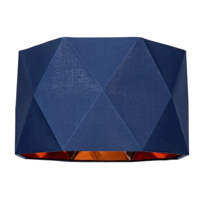 Happy Homewares Cotton Fabric Geometric Shade with Inner Brushed Metal Effect Lining in Midnight Size: 12" Midnight Unisex 12"