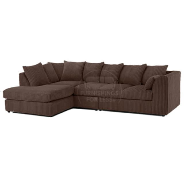Furnishings For Less UK Luxor Chocolate Jumbo Cord Large 5 Seater Corner Sofa Long Left Hand Facing