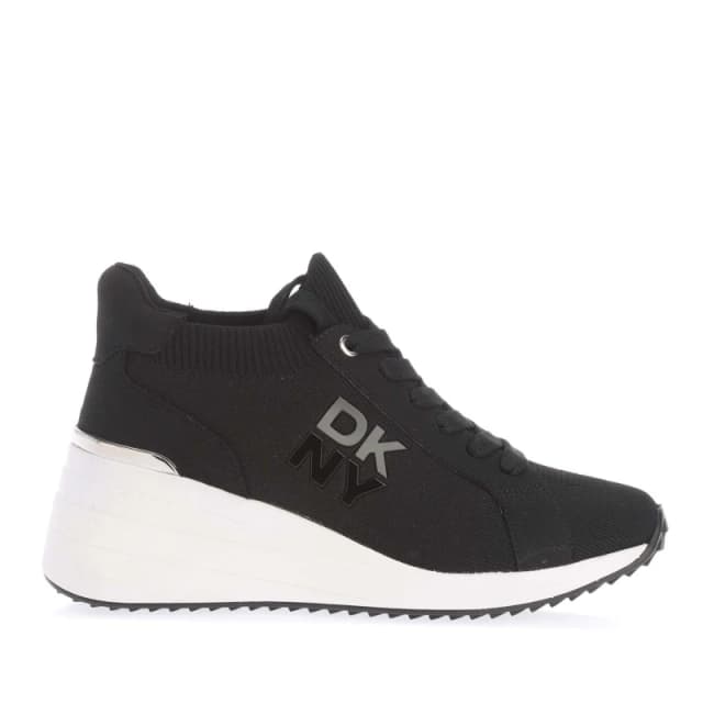 DKNY Kasia Lace Up Wedge Trainers Black female UK 5