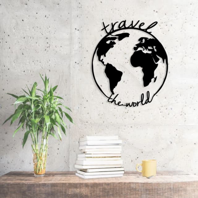 DECORTIE Decortie - metal wall scupture travel the world - Black M.DK.T.16431