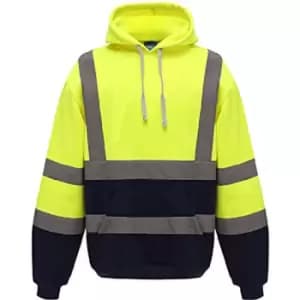 Yoko Mens Hi Vis Reflective Hoodie (2XL) (Hi Visibility Yellow/Admiral Navy) - Hi Visibility Yellow/Admiral Navy