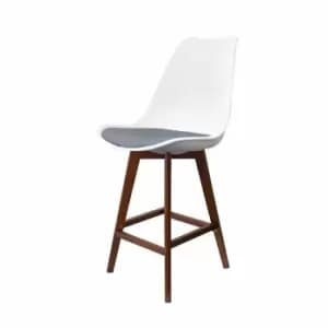 Fusion Living Soho Plastic Bar Stool With Dark Wood Legs White & Dark Grey
