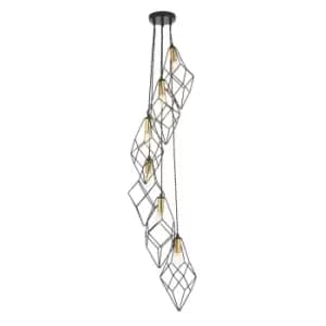 Jaxon Plate Pendant Ceiling Lamp, Matt Black, Gold Effect Plate