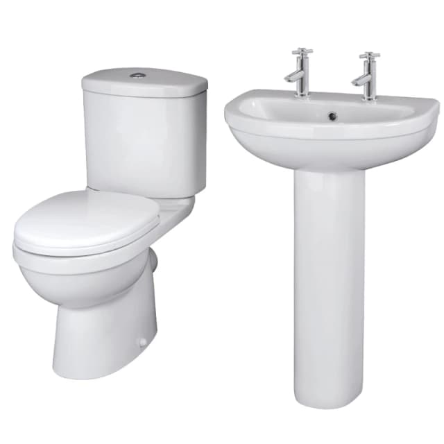 Balterley Vito Suite: Toilet & Cistern with 550mm 2TH Basin Pedestal in White White Unisex