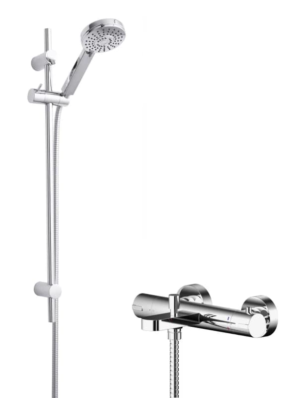 Balterley Wall Mount Thermostatic Bath Shower Mixer Tap Multi Function Slide Rail Silver unisex