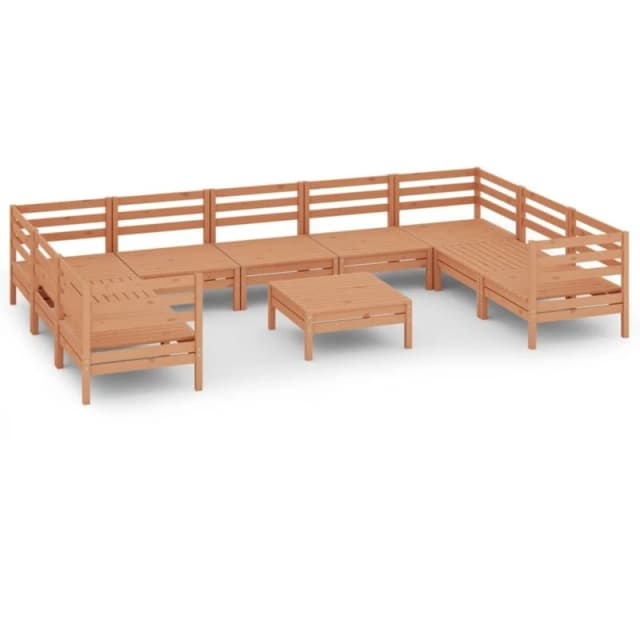 VIDAXL 10 Piece Garden Lounge Set Honey Brown Solid Wood Pine Vidaxl 8720286692974