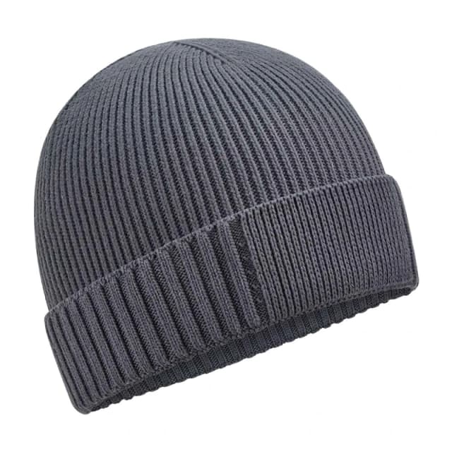 Beechfield Beechfield Men Cotton Engineered Patch Beanie in Mid Grey Mid Grey One Size Male 5063425890521