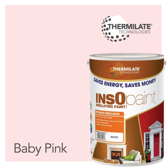 Thermilate Technologies Insopaint Interior Emulsion Paint - Anti Mould, Insulating & Snergy Saving For Interior Walls & Ceilings - Baby Pink