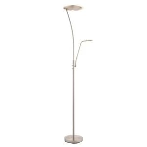 LED 1 Light Floor Lamp Satin Chrome, And Frosted Plastic