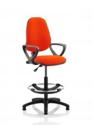 Eclipse I Lever Task Operator Chair Orange Fully Bespoke Colour With Loop Arms with Hi Rise Draughtsman Kit