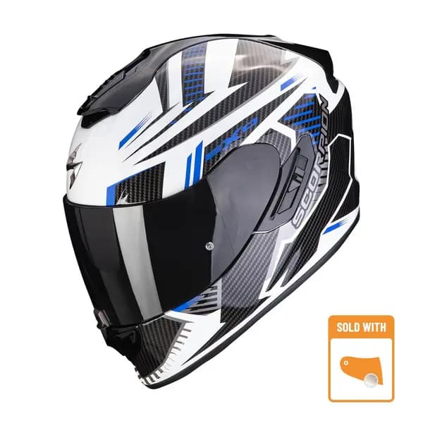 Scorpion Exo-1400 Evo Air Shell White-Blue Full Face Helmet Size XS
