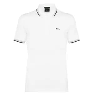 BOSS Tipped Polo Shirt - White